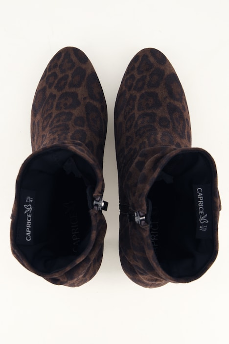 Bottines Caprice motif léopard, matière stretch et semelle de propreté amovible - largeur G