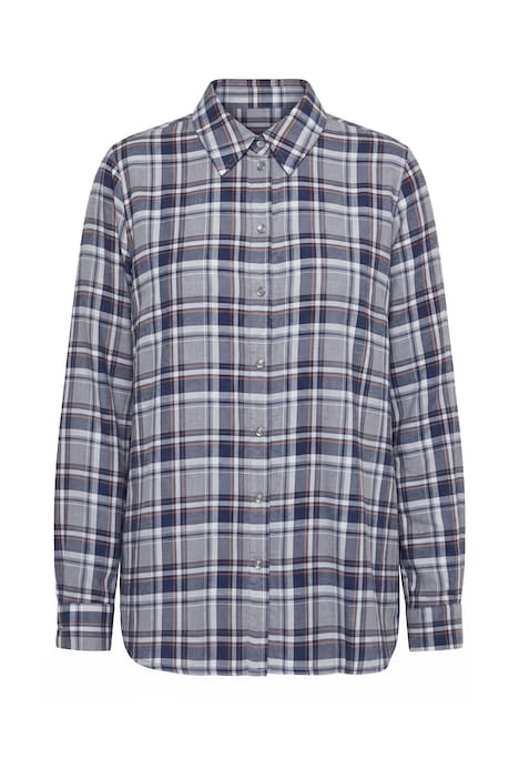 Bluse, Karo, Hemdkragen, Langarm