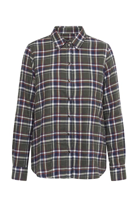 Bluse, Karo, Hemdkragen, Langarm