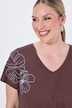 T-shirt, A-lijn, asymmetrische zoom, bloemen
