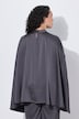 Capebluse, Satin, Oversized, Stehkragen