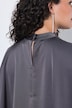 Capebluse, Satin, Oversized, Stehkragen
