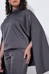 Capebluse, Satin, Oversized, Stehkragen