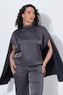 Capebluse, Satin, Oversized, Stehkragen