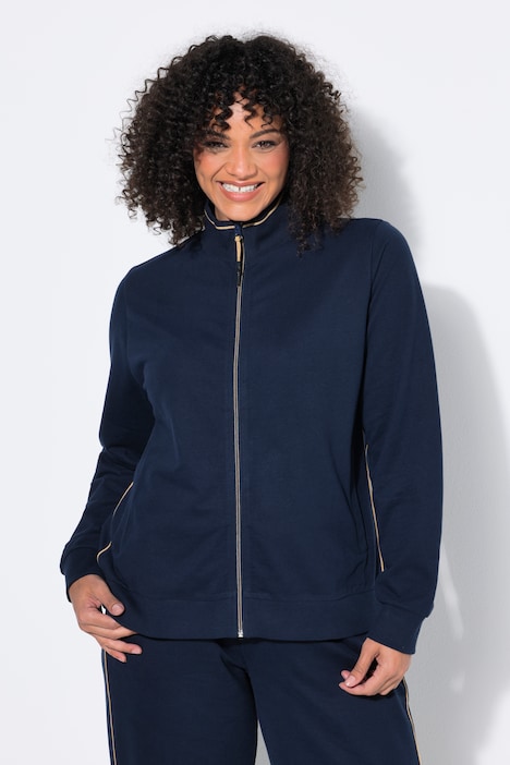 Sweatjacke, kurz, Stehkragen, Langarm
