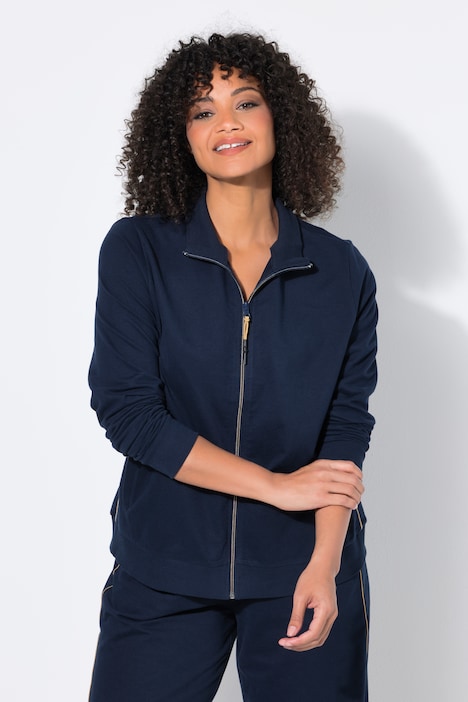 Sweatjacke, kurz, Stehkragen, Langarm