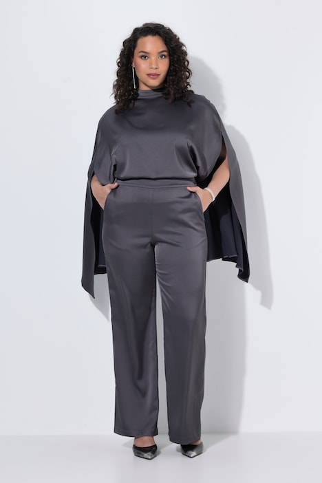 Pantalon en satin Rose, jambe large et droite, taille confortable