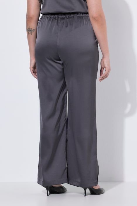 Pantalon en satin Rose, jambe large et droite, taille confortable