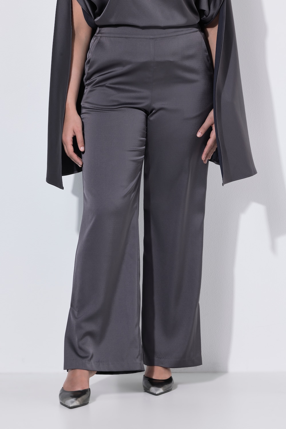 Satinhose Rose, weites, gerades Bein, Komfortbund