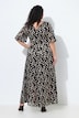 Robe longue en tissu dévoré, décolleté en V et manches en cloche