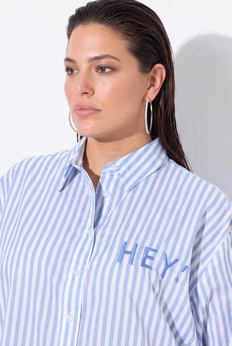 Blusa de rayas, texto con estampado de caviar, manga larga