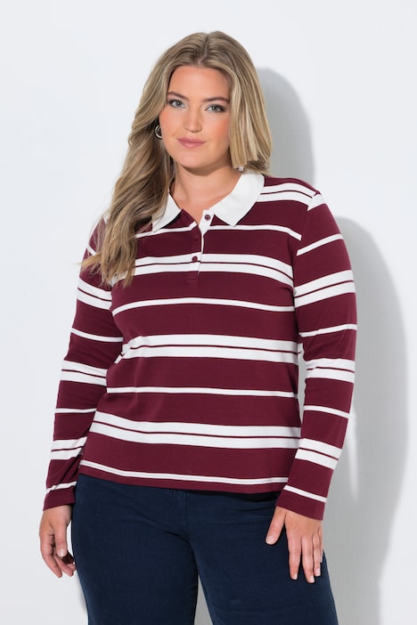 Poloshirt, Ringel, Polokragen, Langarm