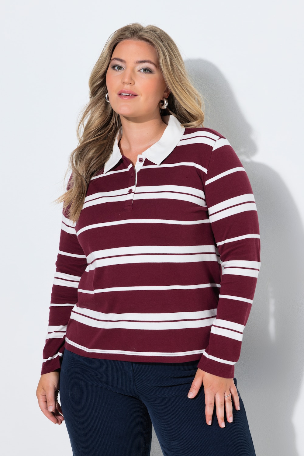 Poloshirt, Ringel, Polokragen, Langarm