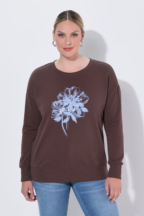 Sweat-shirt, coupe Loose Fit, fleur avec paillettes