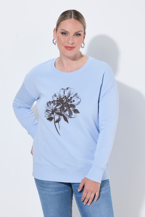 Sweatshirt, Loose Fit, Blume mit Pailletten