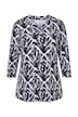 Slinky-Shirt, grafischer Druck, V-Ausschnitt, 3/4-Arm