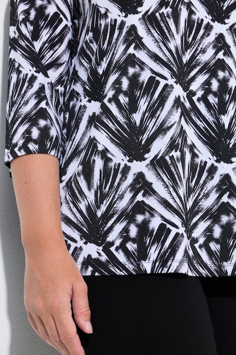 Slinky-Shirt, grafischer Druck, V-Ausschnitt, 3/4-Arm