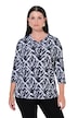 Slinky-Shirt, grafischer Druck, V-Ausschnitt, 3/4-Arm