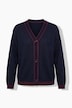 Strickjacke, Streifenkanten, V-Ausschnitt, Langarm, Wollmix