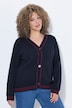 Strickjacke, Streifenkanten, V-Ausschnitt, Langarm, Wollmix