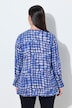 Satin-Bluse, Karo, Zierfalte, V-Ausschnitt, Langarm