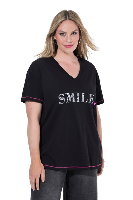 T-shirt, boxy fit, lettering, decorative seams
