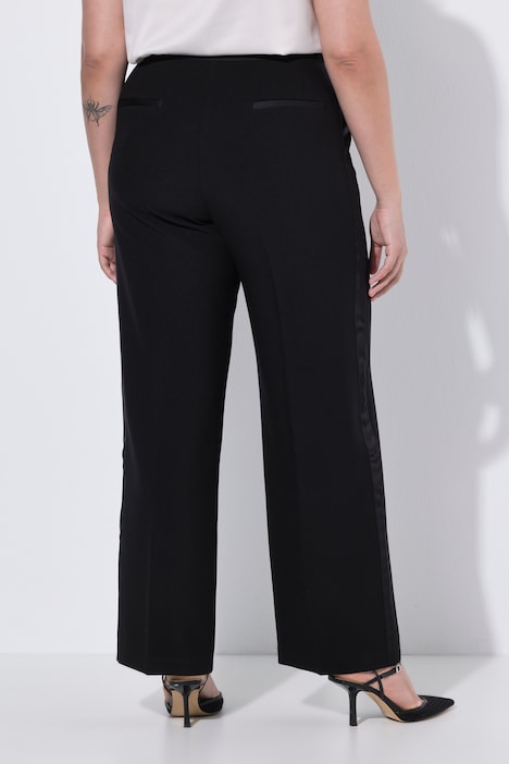Pantalon de tailleur avec passepoils, jambe droite et bande en satin