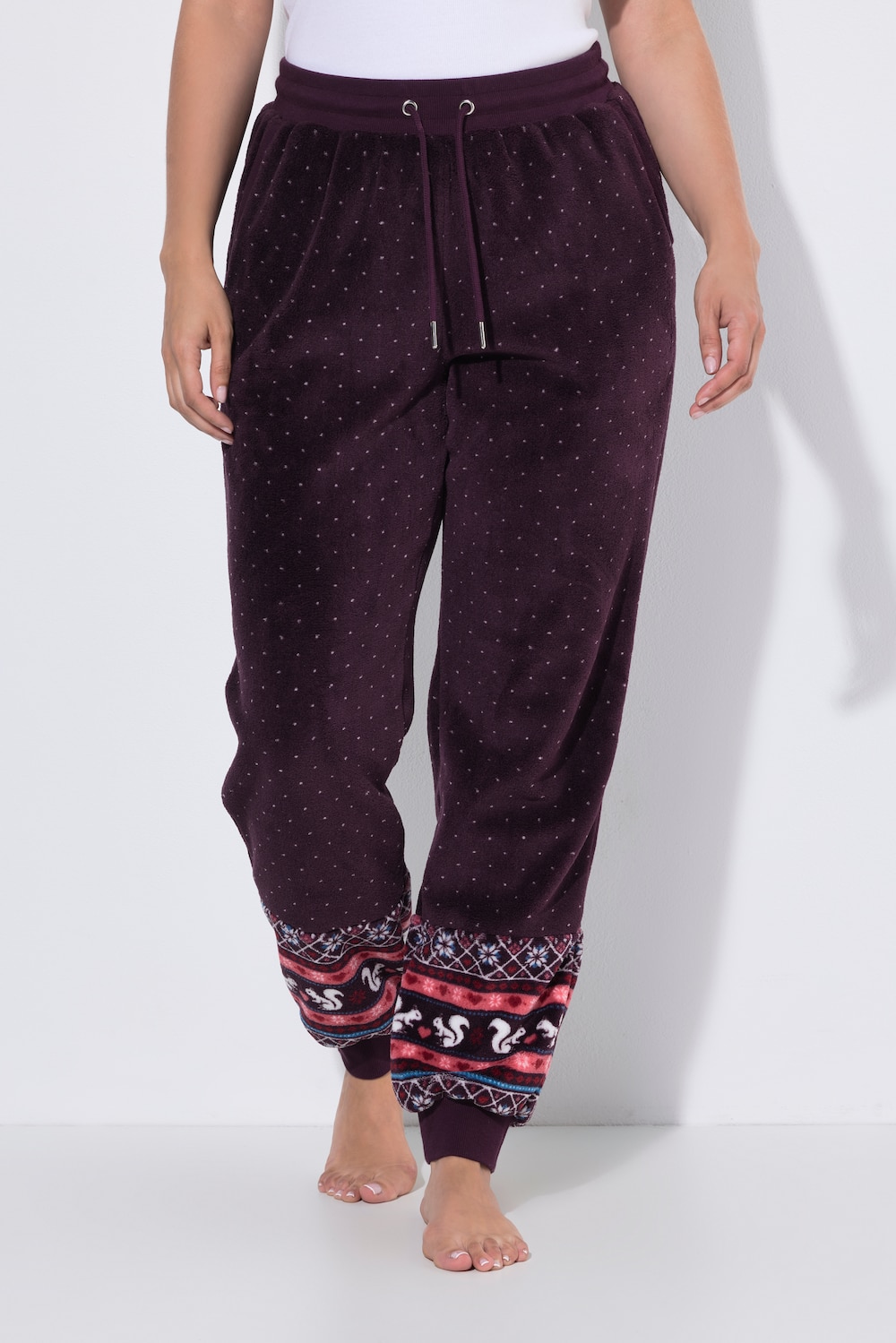 Homewear-Hose, Plüsch, gerades Bein, Elastikbund