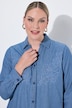 Jeanskleid, oversized, florale Stickerei, Langarm