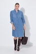 Jeanskleid, oversized, florale Stickerei, Langarm