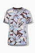 T-Shirt, Boxy Fit, Blütenmuster, Streifenbündchen