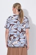 T-Shirt, Boxy Fit, Blütenmuster, Streifenbündchen