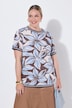 T-Shirt, Boxy Fit, Blütenmuster, Streifenbündchen