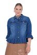 Jeansjacke, Volants, Stretchdenim, 3/4-Ärmel