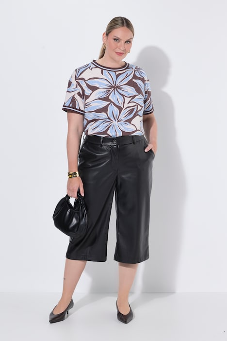 Faux leather culottes, wide leg