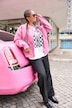 Fake-Velourslederjacke, Oversize Shape, Zipper