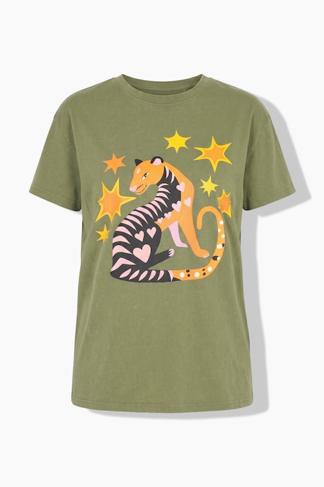 T-Shirt, Boxy Fit, Animal-Motiv, Halbarm