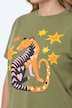 T-Shirt, Boxy Fit, Animal-Motiv, Halbarm