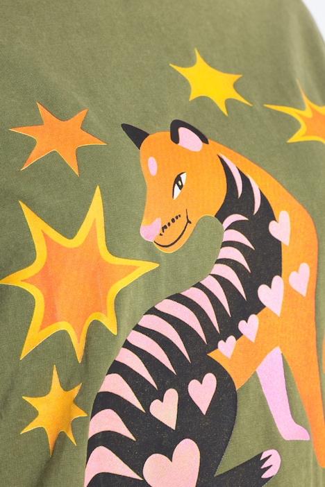 T-Shirt, Boxy Fit, Animal-Motiv, Halbarm