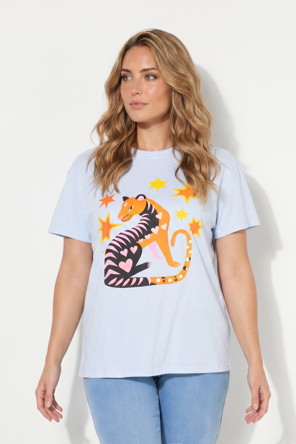 T-Shirt, Boxy Fit, Animal-Motiv, Halbarm