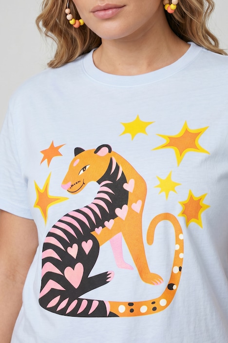 T-Shirt, Boxy Fit, Animal-Motiv, Halbarm