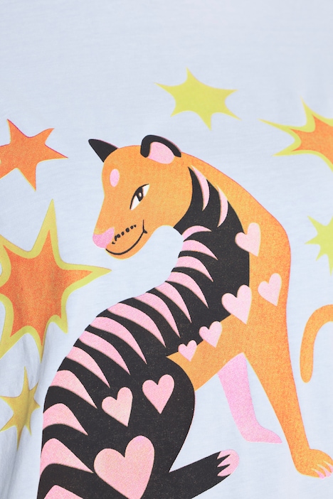 T-Shirt, Boxy Fit, Animal-Motiv, Halbarm