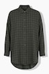 Ternet musselinbluse, oversized, lange ærmer