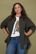 Ternet musselinbluse, oversized, lange ærmer
