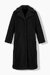 Manteau en peluche, coupe droite longue, col à revers, manches longues