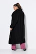 Manteau en peluche, coupe droite longue, col à revers, manches longues
