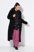 Manteau en peluche, coupe droite longue, col à revers, manches longues