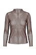 Mesh-Shirt, Slim Fit, Wellenkanten, Langarm, transparent