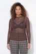 Mesh-Shirt, Slim Fit, Wellenkanten, Langarm, transparent