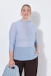 Mesh-Shirt, Slim Fit, Wellenkanten, Langarm, transparent